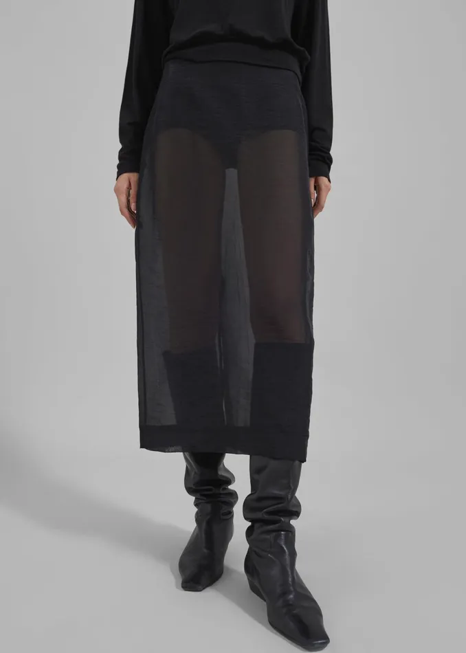 Women Yara Sheer Midi Skirt 8211 Black The Frankie Shop Bottoms