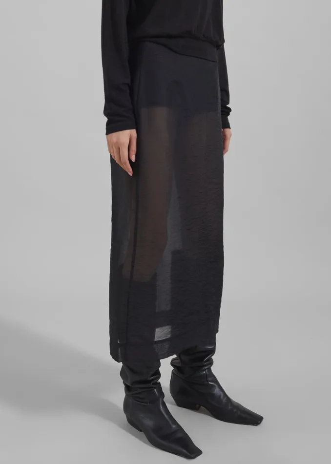 Women Yara Sheer Midi Skirt 8211 Black The Frankie Shop Bottoms