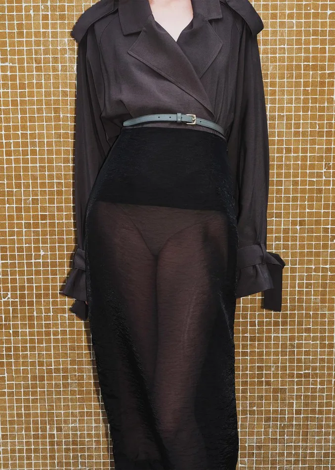 Women Yara Sheer Midi Skirt 8211 Black The Frankie Shop Bottoms