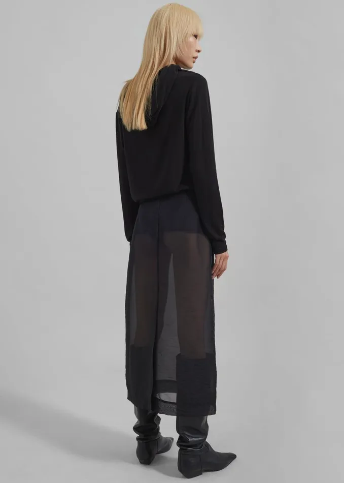 Women Yara Sheer Midi Skirt 8211 Black The Frankie Shop Bottoms
