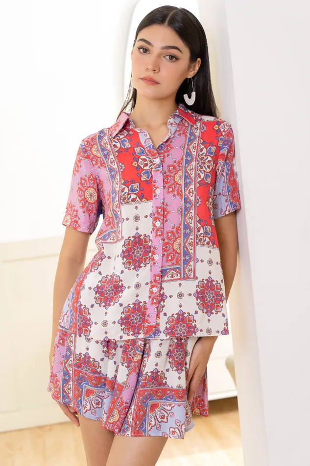 Women YUMI KIM Sets CARLY TOP Crimson Paisley