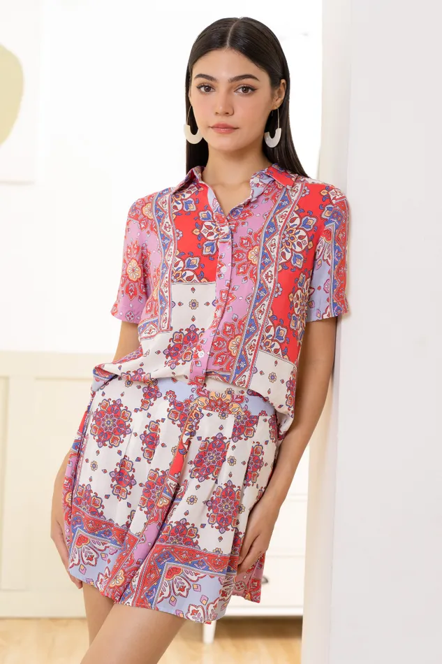 Women YUMI KIM Sets CARLY TOP Crimson Paisley