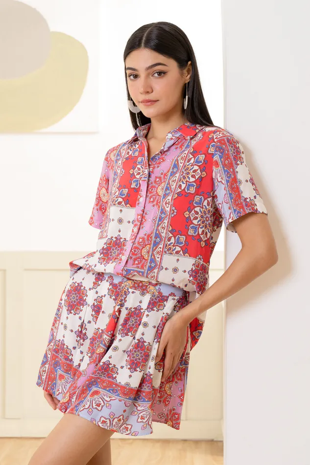 Women YUMI KIM Sets CARLY TOP Crimson Paisley