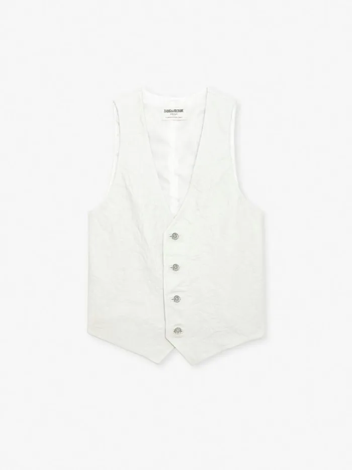 Women Zadig and Voltaire Blazers Emilie Crinkled Leather Vest Judo Women Zadig and Voltaire Blazers Emilie Crinkled Leather Vest Judo