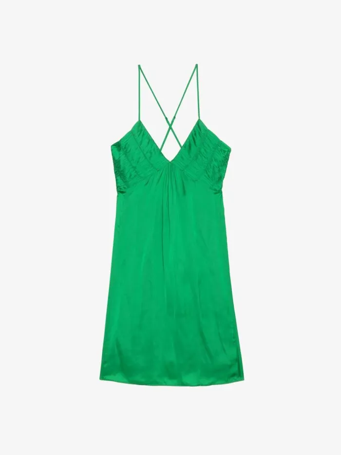 Women Zadig and Voltaire Dresses and Skirts Rayonna Satin Dress Gazon Women Zadig and Voltaire Dresses and Skirts Rayonna Satin Dress Gazon