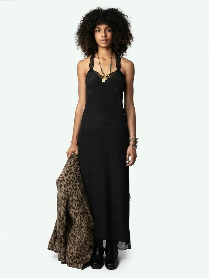 Women Zadig and Voltaire Dresses and Skirts Rif Wings Silk Jacquard Dress Black