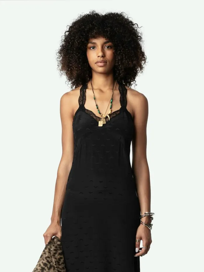 Women Zadig and Voltaire Dresses and Skirts Rif Wings Silk Jacquard Dress Black