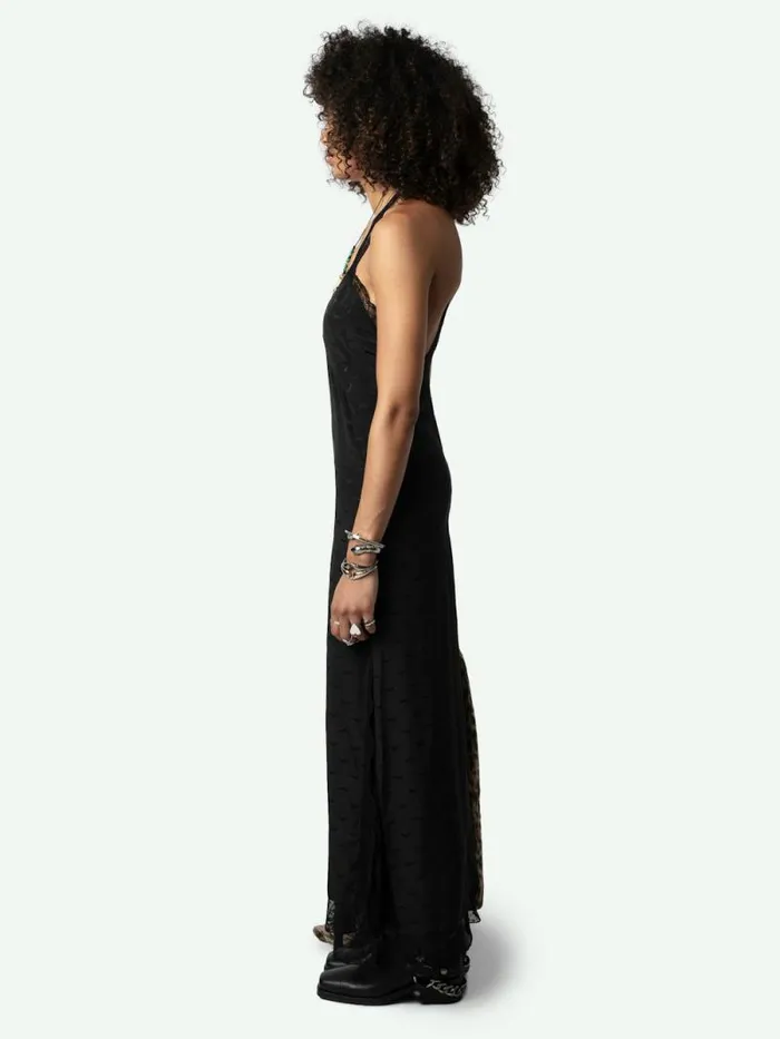 Women Zadig and Voltaire Dresses and Skirts Rif Wings Silk Jacquard Dress Black