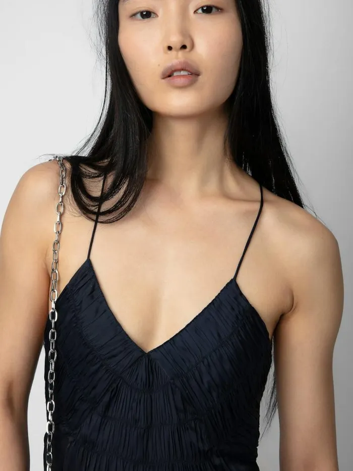 Women Zadig and Voltaire Dresses and Skirts Satin Rayon Dress Encre Women Zadig and Voltaire Dresses and Skirts Satin Rayon Dress Encre