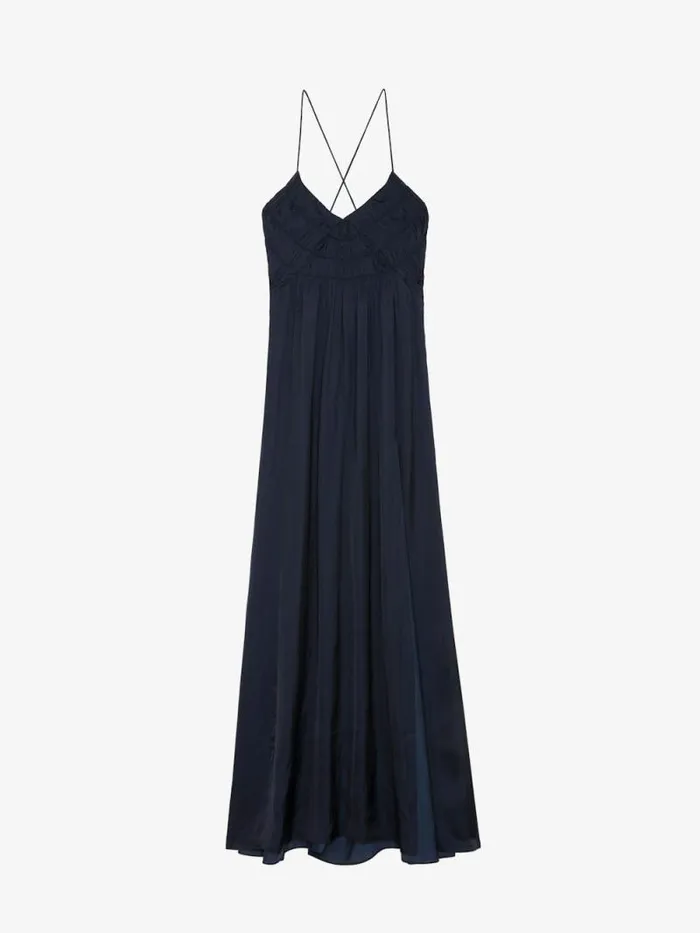 Women Zadig and Voltaire Dresses and Skirts Satin Rayon Dress Encre Women Zadig and Voltaire Dresses and Skirts Satin Rayon Dress Encre