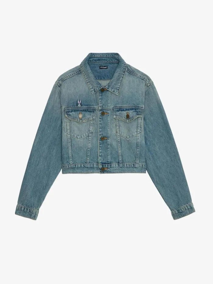 Women Zadig and Voltaire Jackets and Coats Aretha Cropped Patches Jacket Medium Wash Women Zadig and Voltaire Jackets and Coats Aretha Cropped Patches Jacket Medium Wash