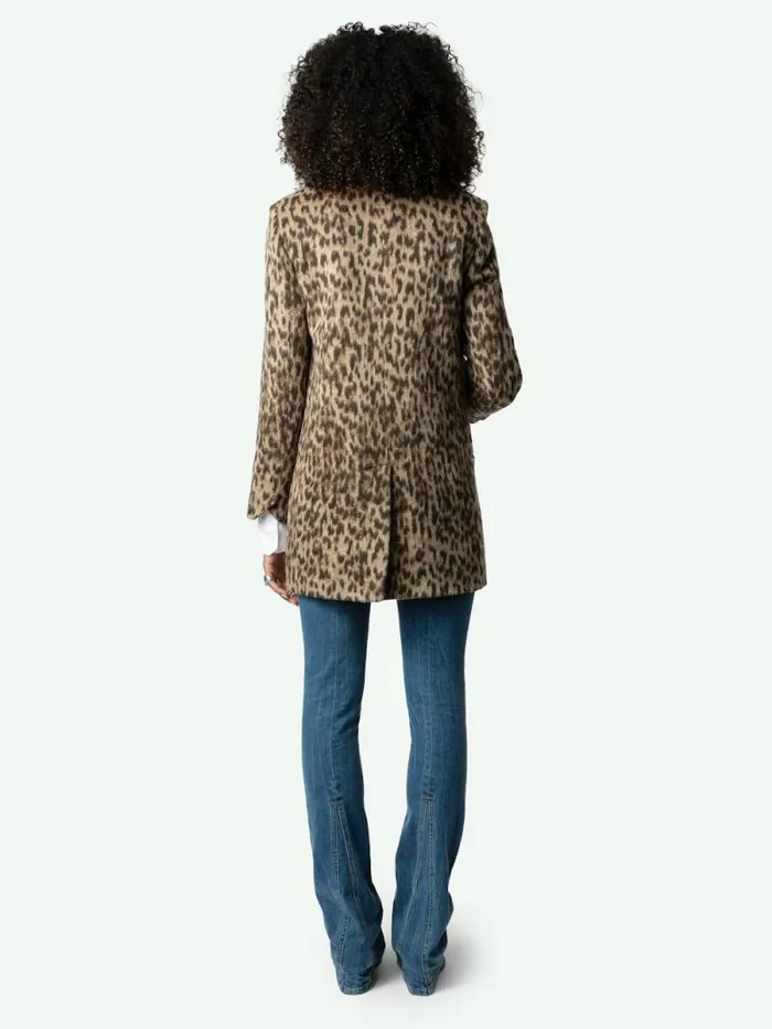Women Zadig and Voltaire Jackets and Coats Violet Leopard Coat Naturel