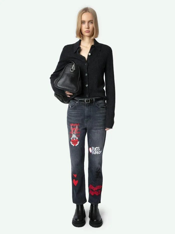 Women Zadig and Voltaire Pants and Shorts Patti Patch Jeans Washed Black