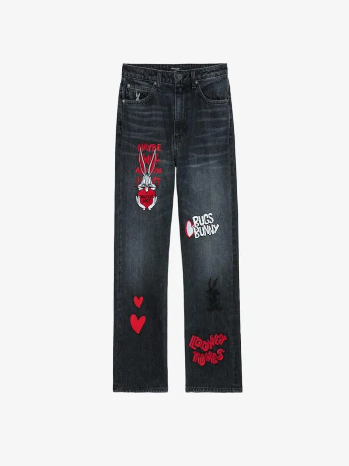 Women Zadig and Voltaire Pants and Shorts Patti Patch Jeans Washed Black Women Zadig and Voltaire Pants and Shorts Patti Patch Jeans Washed Black