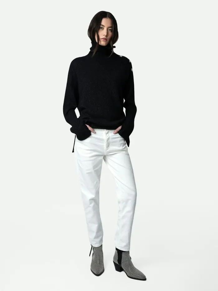 Women Zadig and Voltaire Sweaters and Cardigans Alma Jewelled Cashmere Sweater Black