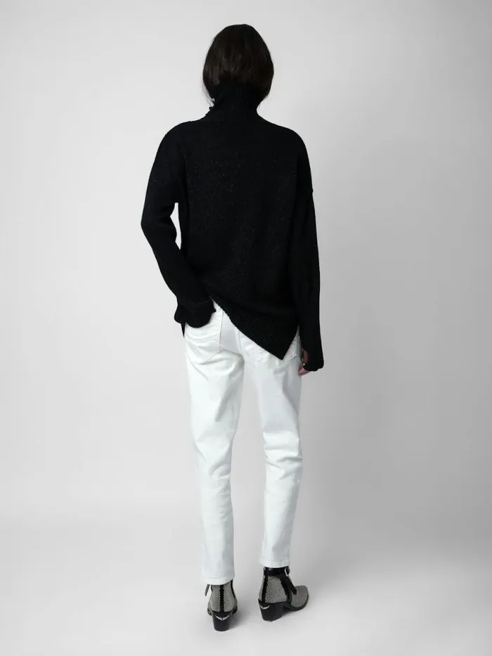 Women Zadig and Voltaire Sweaters and Cardigans Alma Jewelled Cashmere Sweater Black Women Zadig and Voltaire Sweaters and Cardigans Alma Jewelled Cashmere Sweater Black