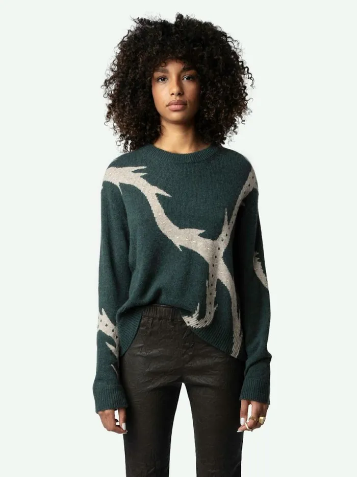 Women Zadig and Voltaire Sweaters and Cardigans Markus Cashmere Sweater Peaks Women Zadig and Voltaire Sweaters and Cardigans Markus Cashmere Sweater Peaks