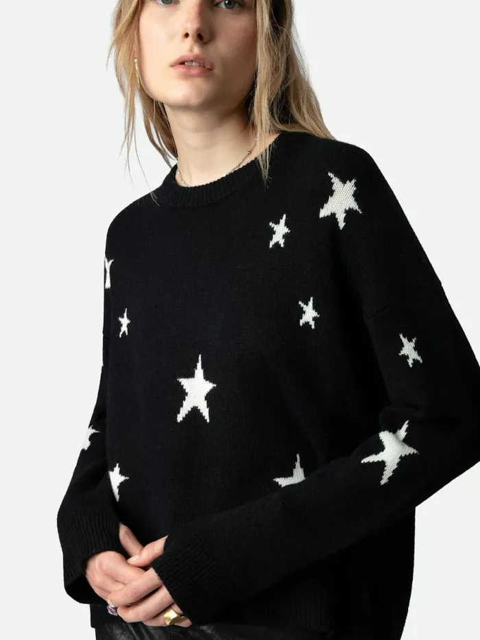 Women Zadig and Voltaire Sweaters and Cardigans Markus Stars Cashmere Sweater Black