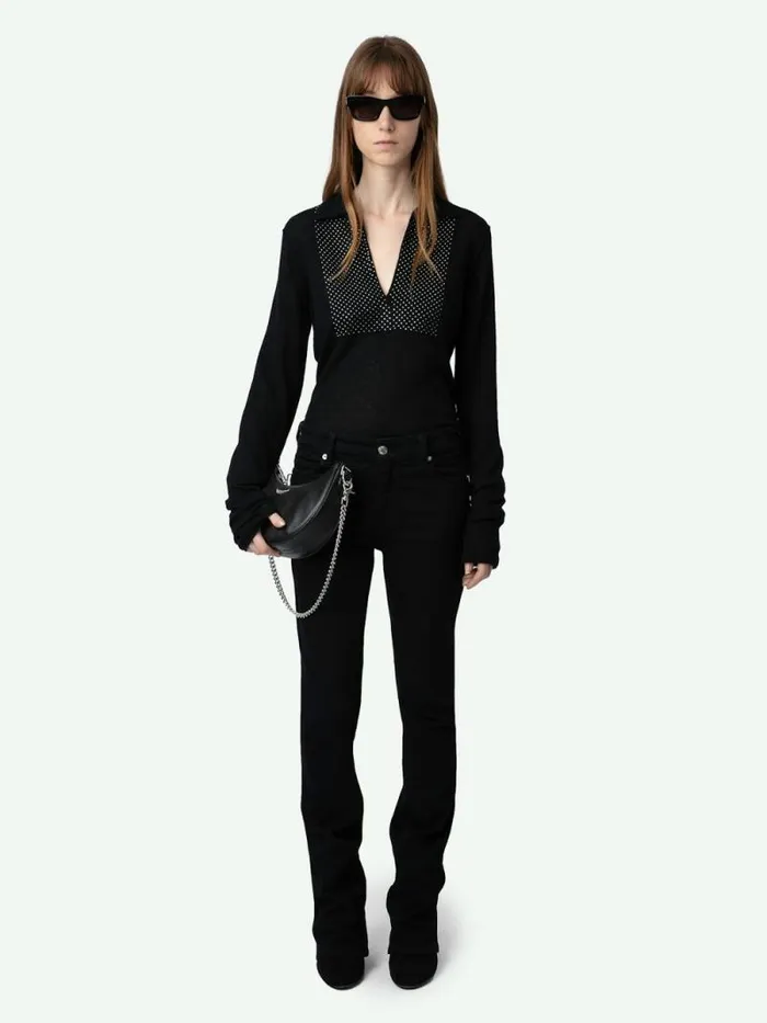 Women Zadig and Voltaire Sweaters and Cardigans Sally Diamante Cashmere Sweater Black