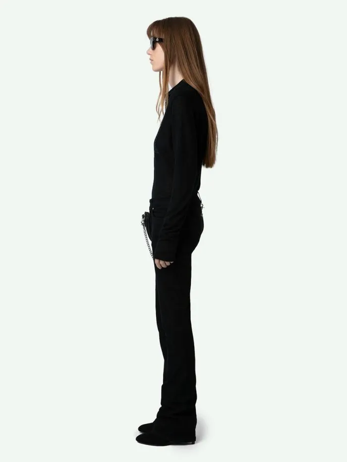 Women Zadig and Voltaire Sweaters and Cardigans Sally Diamante Cashmere Sweater Black Women Zadig and Voltaire Sweaters and Cardigans Sally Diamante Cashmere Sweater Black