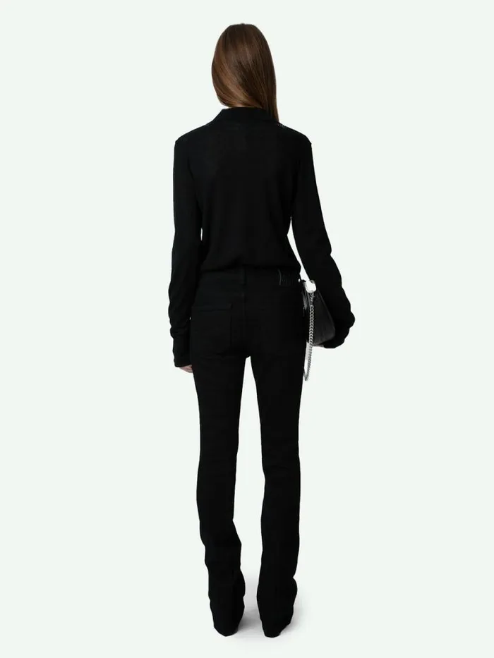 Women Zadig and Voltaire Sweaters and Cardigans Sally Diamante Cashmere Sweater Black Women Zadig and Voltaire Sweaters and Cardigans Sally Diamante Cashmere Sweater Black