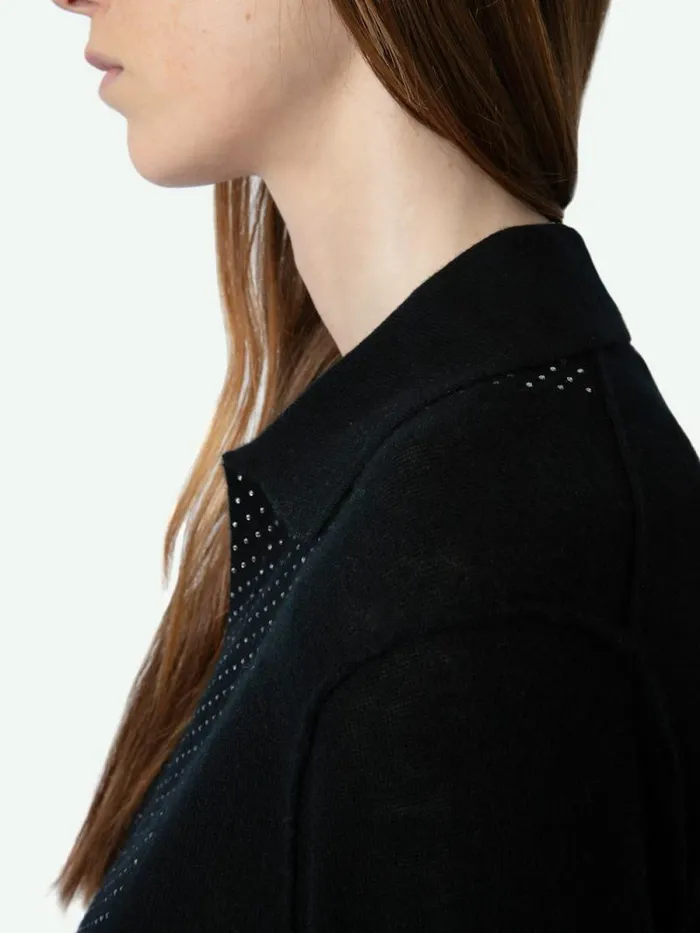 Women Zadig and Voltaire Sweaters and Cardigans Sally Diamante Cashmere Sweater Black Women Zadig and Voltaire Sweaters and Cardigans Sally Diamante Cashmere Sweater Black