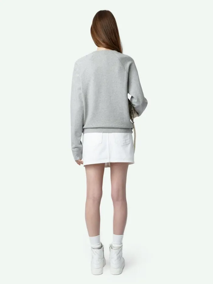 Women Zadig and Voltaire Sweatshirts and Hoodies Upper Diamante Wings Sweatshirt Gris Moyen