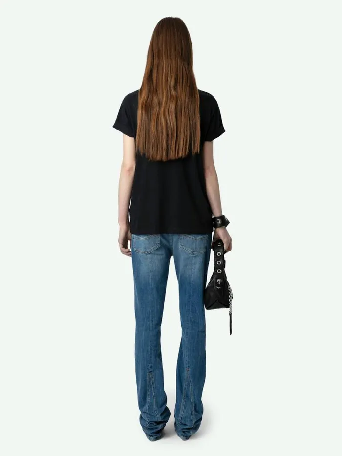Women Zadig and Voltaire TShirts Anya Diamante Wings Tshirt Stone