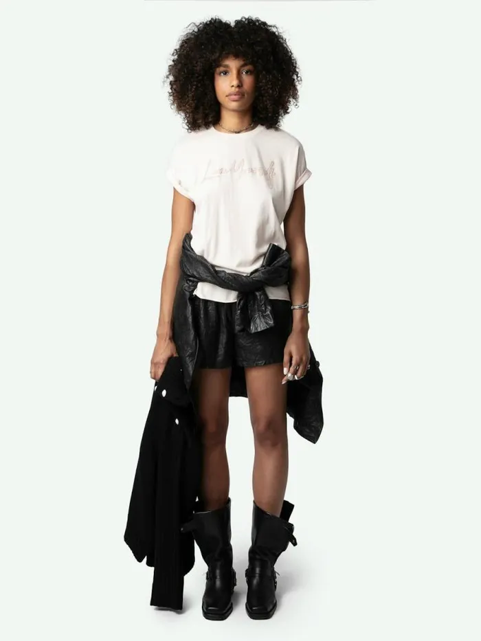 Women Zadig and Voltaire TShirts Tommer Love Yourself Diamant Tshirt Sweet