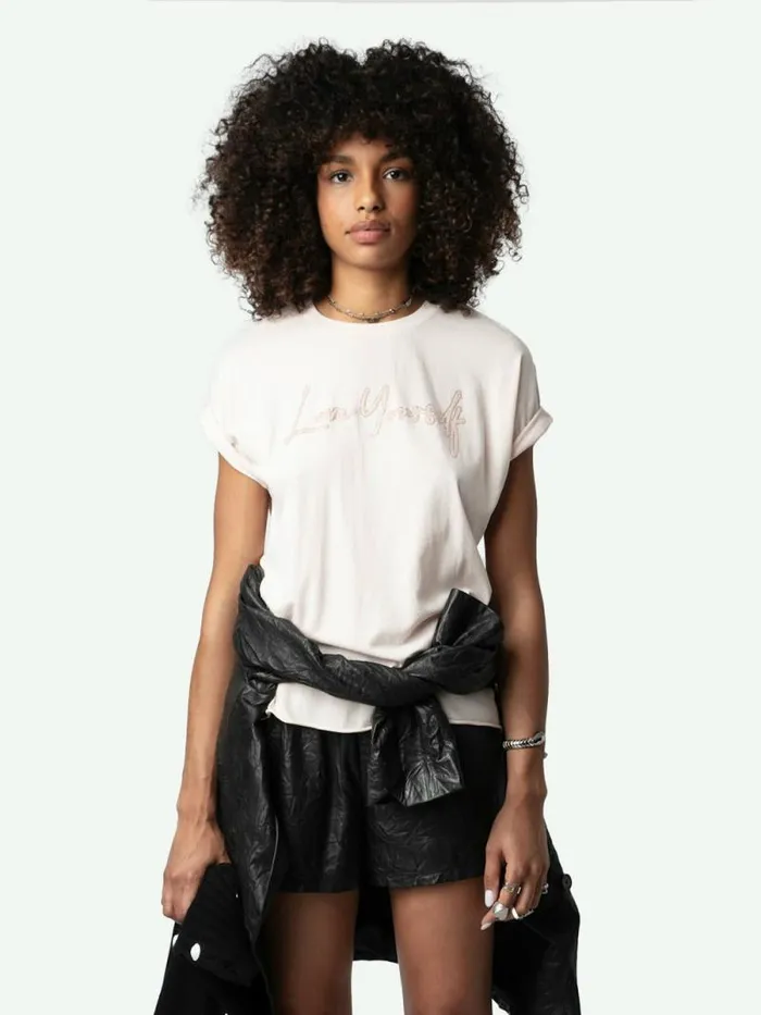 Women Zadig and Voltaire TShirts Tommer Love Yourself Diamant Tshirt Sweet