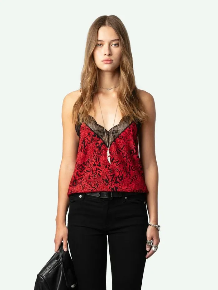 Women Zadig and Voltaire Tops and Shirts Christy Camisole Crimson Women Zadig and Voltaire Tops and Shirts Christy Camisole Crimson