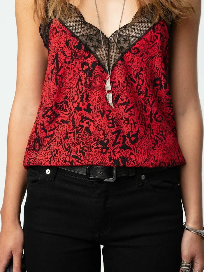 Women Zadig and Voltaire Tops and Shirts Christy Camisole Crimson Women Zadig and Voltaire Tops and Shirts Christy Camisole Crimson
