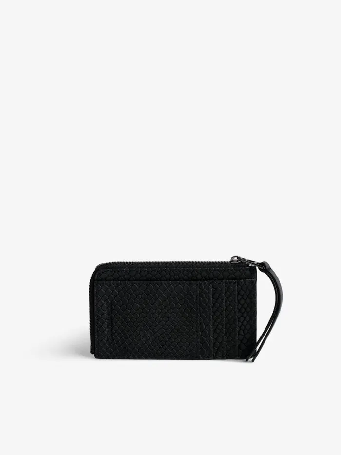 Women Zadig and Voltaire Wallets and Leather Goods ZV Soft Savage Card Case Black Women Zadig and Voltaire Wallets and Leather Goods ZV Soft Savage Card Case Black