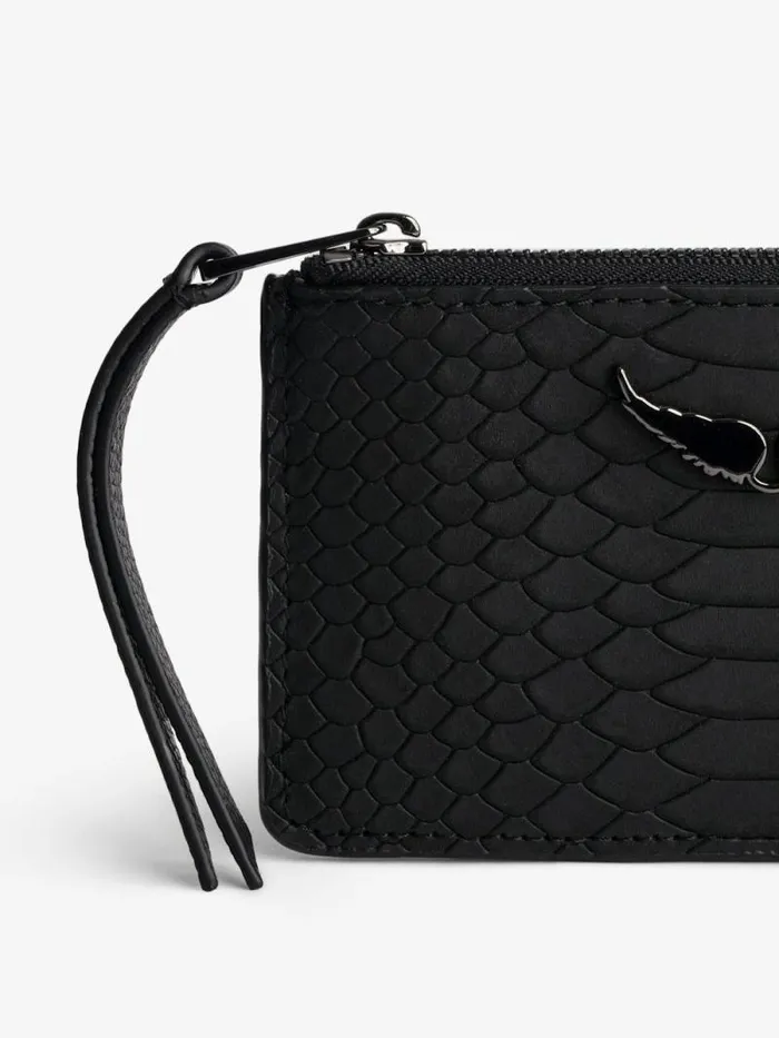 Women Zadig and Voltaire Wallets and Leather Goods ZV Soft Savage Card Case Black Women Zadig and Voltaire Wallets and Leather Goods ZV Soft Savage Card Case Black