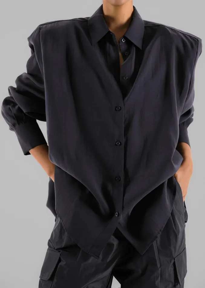 Women Zoula Padded Shirt 8211 Charcoal The Frankie Shop Tops