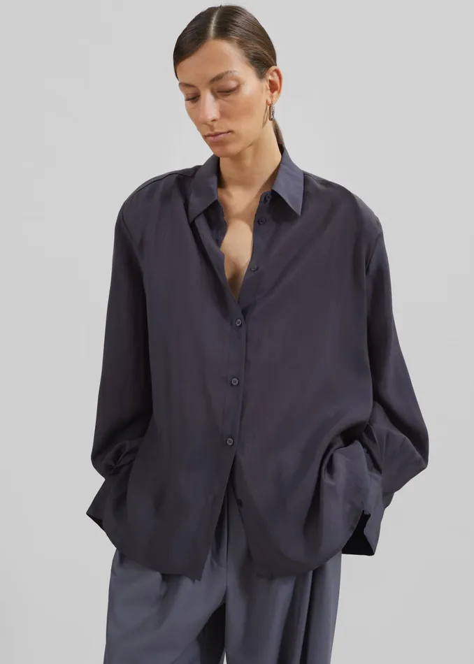 Women Zoula Padded Shirt 8211 Charcoal The Frankie Shop Tops
