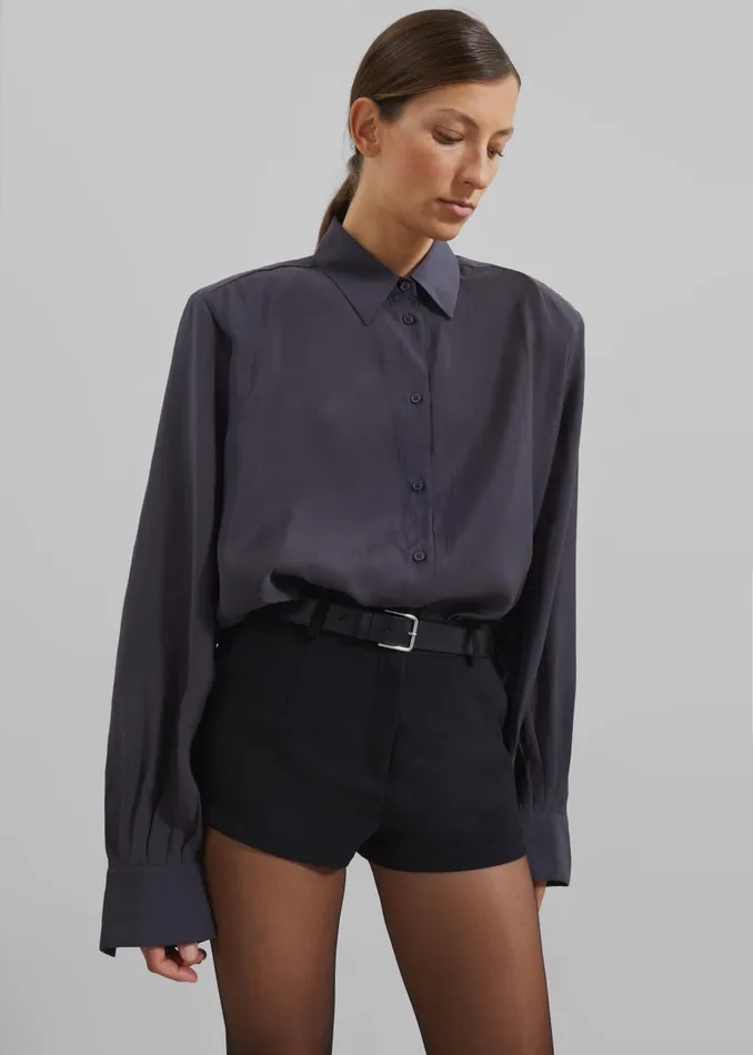 Women Zoula Padded Shirt 8211 Charcoal The Frankie Shop Tops