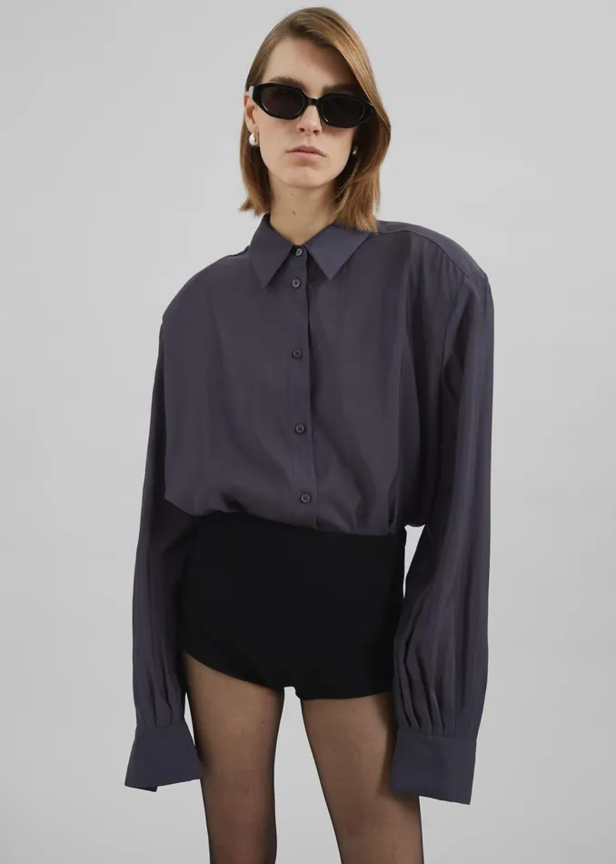 Women Zoula Padded Shirt 8211 Charcoal The Frankie Shop Tops