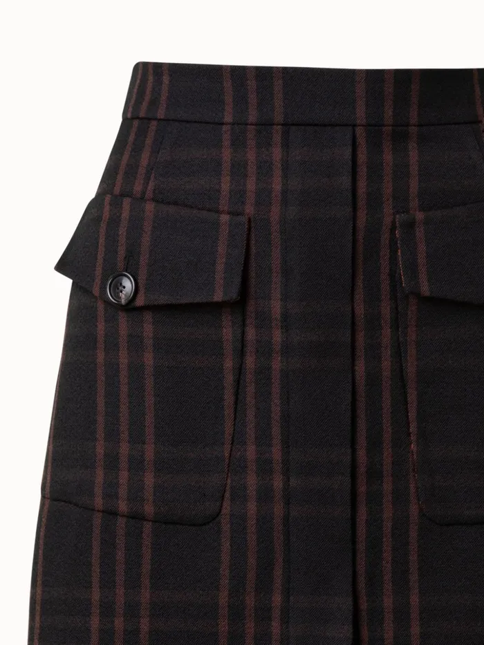 Wool DoubleWeave Short Skirt With Window Pane Check Blackmocca Women Akris Skirts