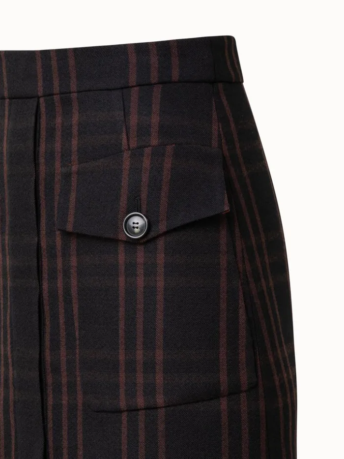 Wool DoubleWeave Short Skirt With Window Pane Check Blackmocca Women Akris Skirts
