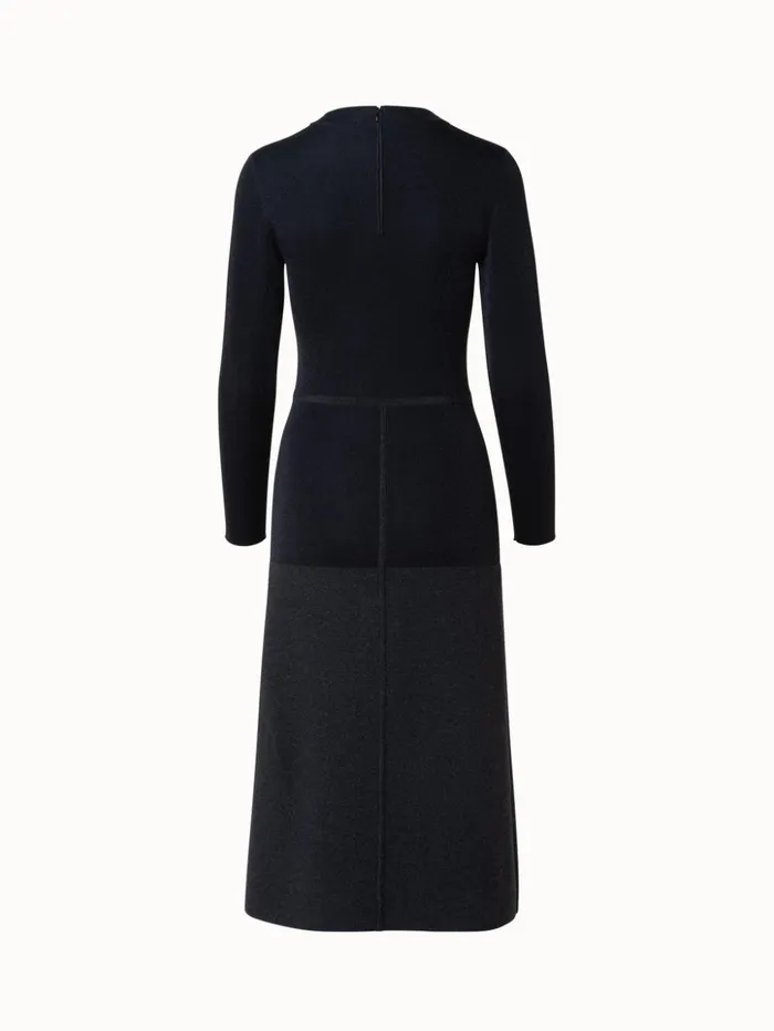 Wool Silk Lurex Stretch Knit Dress Graphiteblack Women Akris Knitwear