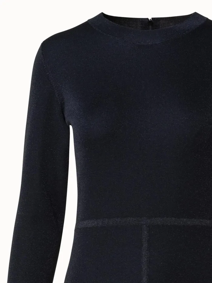 Wool Silk Lurex Stretch Knit Dress Graphiteblack Women Akris Knitwear