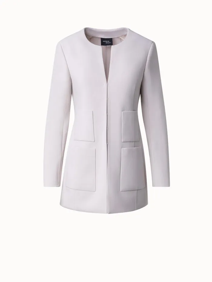 Wool Stretch DoubleFace Long Jacket Greige Women Akris Jackets