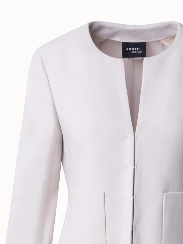 Wool Stretch DoubleFace Long Jacket Greige Women Akris Jackets