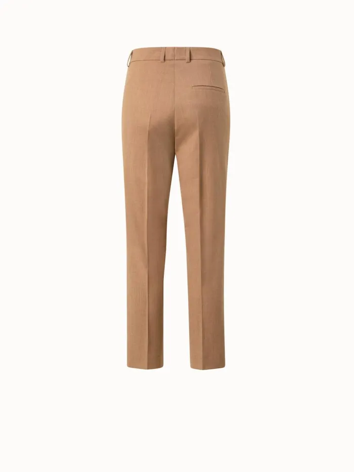 Wool Stretch Flannel Tapered Pants Camel Women Akris Pants