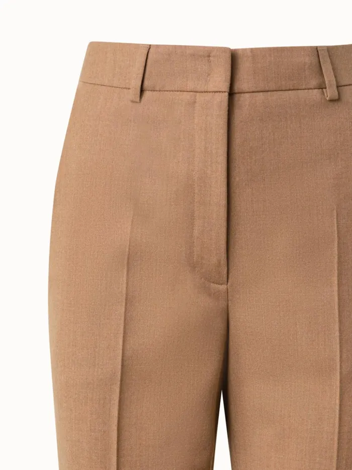 Wool Stretch Flannel Tapered Pants Camel Women Akris Pants