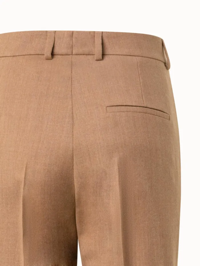 Wool Stretch Flannel Tapered Pants Camel Women Akris Pants