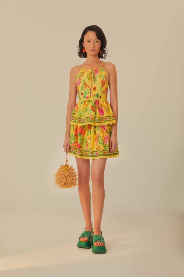 Yellow Delicate Fruit Garden Sleeveless Blouse Women Farm Rio Blouses